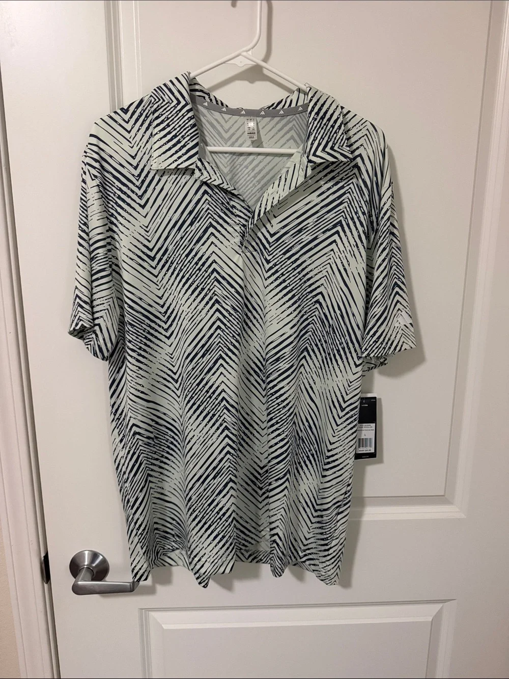 adidas Men's Mint Green & Black Patterned Polo